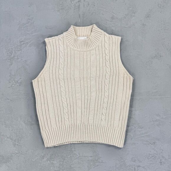 Casual Corners Sweaters - Vintage Casual Corners Cotton Knit Mock Neck Sweater Vest Women's Large